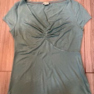 Boden Green Ruched Fitted Blouse